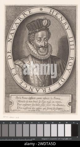 Porträt von Heinrich IV. Von Frankreich, Leonard Gaultier, 1600–1610 Druckgraphiker: Franzepublisher: Pariser Papierstich historischer Personen. Ornament  Medaillon Stockfoto