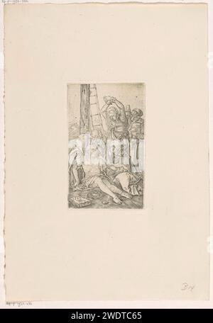 Bewening, anonym, Albrecht Dürer, 1800–1899 Druckpapier mit Gravur der Klage über den toten Christus durch seine Verwandten und Freunde (Christus meist ohne Dornenkrone). Christus ist niedergelegt  Abstieg vom Kreuz Stockfoto