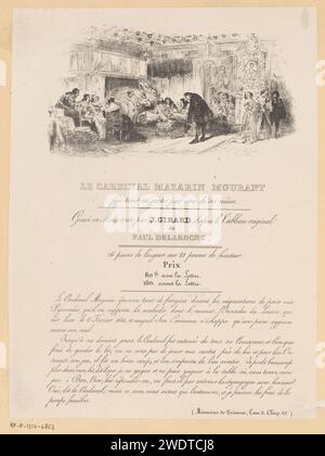 Kardinal Jules Mazarin auf seinem Sterbebett, J. Girard, nach Paul Delaroche, 1807–1899 Druckpapier, das historische Personen graviert. kardinal. Sterbebett Stockfoto