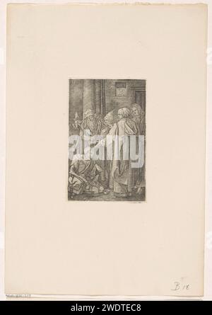 Heilung des Gelähmten von Petrus und Johannes, Anonym, Albrecht Dürer, 1800 - 1899 Druckpapier Gravur Heilung eines lahmen Bettlers am schönen Tor des Tempels von Peter und Johannes (Apg 3 - 4:31) Stockfoto