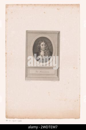 Portret van Jean de la Fontaine, Henri Charles Müller, nach Achille Devéria, nach Hyacinthe Rigaud, 1820 - 1846 Druckpapier graviert historische Personen. Porträt eines Schriftstellers Stockfoto