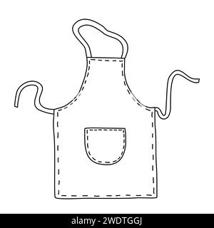 Küche Textilschürze mit Tasche, Doodle-Stil flache Vektor-Umrissillustration für Kinder Malbuch Stock Vektor