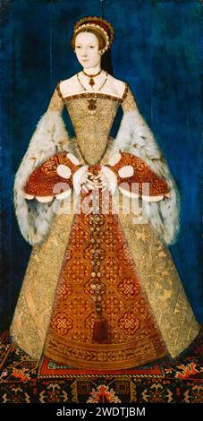 Catherine Parr, Or, Katherine Parr (1512–1548), Königin von England und Irland (1543–1547), Porträtgemälde in Öl auf Tafel von Meister John (zugeschrieben), um 1545 Stockfoto