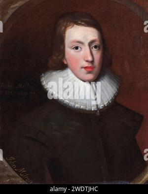 John Milton (1608–1674), englischer Dichter und Intellektueller, Porträtmalerei in Öl auf Leinwand um 1629 Stockfoto