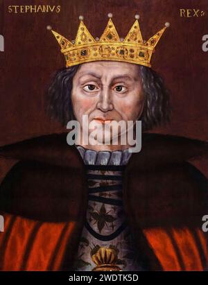 Stephan von Blois (1092 oder 1096–1154), König Stephan von England (1135–1154), Portraitgemälde in Öl auf Tafel 1597-1618 Stockfoto