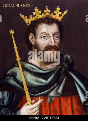 King John (1166–1216), King of England (1199–1216), Portraitgemälde in Öl auf Tafel 1597-1618 Stockfoto