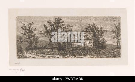 Alte Holzhäuser in den Ardennen, Jean Pierre Francois Lamorinière, 1838 - 1911 Druckpapier zur Ätzung der Blockhütte Ardennen Stockfoto