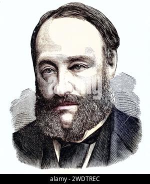 James Prescott Joule 24. Dezember 1818 - 11. Oktober 1889) war ein britischer Bierbrauer, der als Physiker zu großen Ehren kam, 1875, Historisch, digital restaurierte Reproduktion von einer Vorlage aus dem 19. Jahrhundert, Datum nicht angegeben Stockfoto