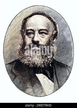 James Prescott Joule (24. Dezember 1818 - 11. Oktober 1889) war ein britischer Bierbrauer, der als Physiker zu großen Ehren kam, 1895., Historisch, digital restaurierte Reproduktion von einer Vorlage aus dem 19. Jahrhundert, Datum nicht angegeben Stockfoto