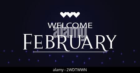Willkommen im februar fantastisches Textabbildung Stock Vektor
