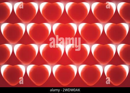 Valentinstag moderner Hintergrund mit Herzen. 3D-Illustrationsvektor Stock Vektor