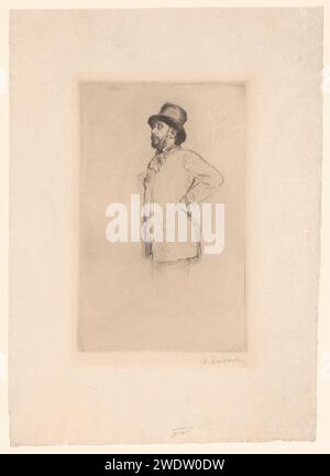 Porträt von Edgar Degas, Marcellin Gilbert Desboutin, 1876 gedruckt Frankreich Papier Trockenpunkt historische Personen. Porträt, Selbstporträt des Künstlers Stockfoto