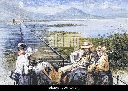 Inspektionswagen der Pazifik-Eisenbahn auf dem Weg zum Großen Salzsee. Aus American Pictures gezeichnet mit Pen and Pencil von Rev Samuel Manning um 1880, Vereinigte Staaten, Amerika, Historisch, digital restaurierte Reproduktion von einer Vorlage aus dem 19. Jahrhundert, Datum nicht angegeben Stockfoto