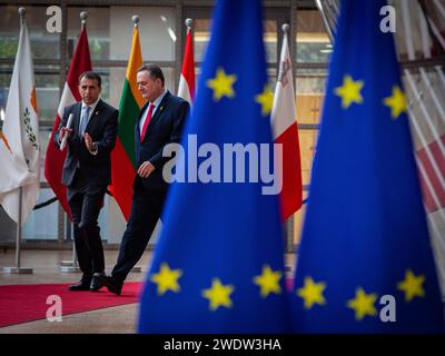 Brüssel, Belgien Januar 2024. Nicolas Landemard/Le Pictorium - Europäischer Rat für auswärtige Angelegenheiten - 22/01/2024 - Belgien/Brüssel - Ankunft des neuen israelischen Außenministers Israel Katz. Quelle: LE PICTORIUM/Alamy Live News Stockfoto