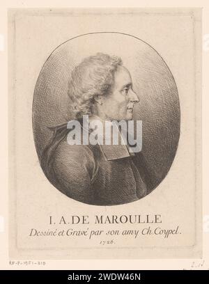 Portret van Jean Antoine de Maroulle, Charles-Antoine Coypel, 1726 Druck Frankreich Papier graviert historische Personen Stockfoto