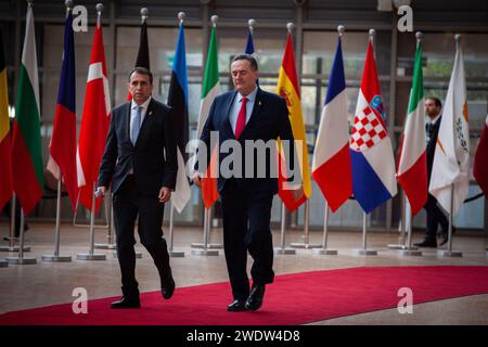 Bruxelles, Belgique. Januar 2024. © Nicolas Landemard/Le Pictorium/MAXPPP - Bruxelles 22/01/2024 Arrivee du nouveau Ministry des affaires etrangeres israelien, Israel Katz. Quelle: MAXPPP/Alamy Live News Stockfoto