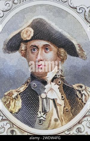 John Paul Jones 1742–1792 Marineoffizier der Amerikanischen Revolution. Aus dem Buch Galerie historischer Porträts, veröffentlicht um 1880., historisch, digital restaurierte Reproduktion von einer Vorlage aus dem 19. Jahrhundert, Datum nicht angegeben Stockfoto