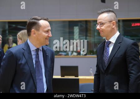 Bruxelles, Belgique. Januar 2024. © Nicolas Landemard/Le Pictorium/MAXPPP - Brüssel 22/01/2024 Tour de table du Conseil des affaires etrangeres europeen Credit: MAXPPP/Alamy Live News Stockfoto