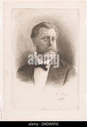 Porträt von Adrien Joseph Verhoevenball, Jean Baptiste Pierre Michiels, 1882 Druckpapier, das historische Personen graviert. Erwachsener Mann. Bart. Porträt, Selbstporträt des Künstlers Stockfoto