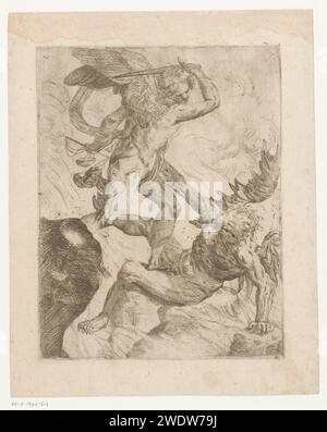 Erzengel Michaël im Kampf mit dem Teufel, Giovanni Pietro Possenti, 1628 - 1659 Druck Italien Papier Raditing the Erzengel Michael Fighting the Drache (Teufel, Satan) Stockfoto
