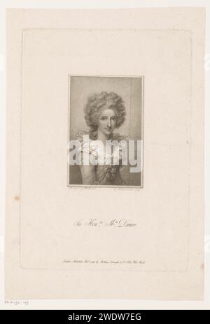 Porträt der Bildhauerin Anne Seymour Damer, Luigi Schiavonetti, nach Richard Cosway, 1791 Druck Londoner Papierstich historischer Personen. Porträt, Selbstporträt des Künstlers Stockfoto