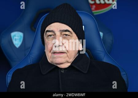 Empoli, Italien. Januar 2024. Adriano Galliani, CEO von AC Monza, während des Spiels Empoli FC gegen AC Monza, italienische Fußball Serie A in Empoli, Italien, 21. Januar 2024 Credit: Independent Photo Agency/Alamy Live News Stockfoto