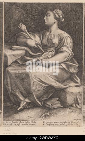 Thalia, Charles David, nach Hendrick Goltzius, 1605 - 1638 Druck unten nummeriert: 2. Frankreich Papierstich Thalia (eine der Graces) Stockfoto