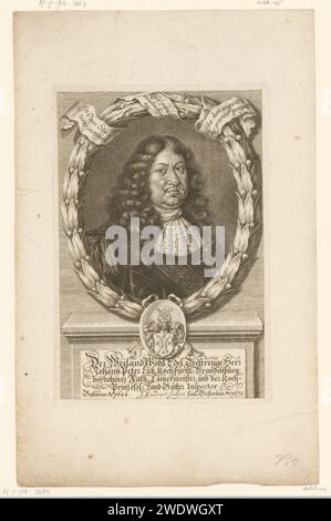 Porträt van Johann Peter Lutz, Jakob von Sandrart, 1675 Druckpapier mit Gravur historischer Personen. Waffenlager, Heraldik Stockfoto