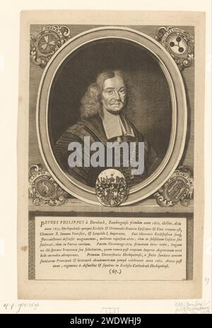 PortraT van Peter Philipp von Dernbach, Johann Salver (I), 1713 Druckpapierstich / Buchdruck historische Personen. Theologe. erzbischof, Bischof usw. (Römisch-Katholisch). Waffenlager, Heraldik Stockfoto