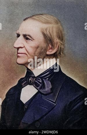 Ralph Waldo Emerson, 1803 - 1882. Amerikanischer Autor, Dichter und Philosoph, Historisch, digital restaurierte Reproduktion von einer Vorlage aus dem 19. Jahrhundert, Datum nicht angegeben Stockfoto