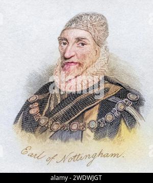 Charles Howard 1. Earl of Nottingham alias 2. Baron Howard von Effingham 1536 - 1624. Englischer Lord High Admiral. Aus dem 1825 erschienenen Buch Crabbs Historical Dictionary, Historisch, digital restaurierte Reproduktion von einer Vorlage aus dem 19. Jahrhundert, Datum nicht angegeben Stockfoto