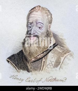 Henry Percy 9. Graf von Northumberland 1564 - 1632. Römisch-katholischer Engländer, der wegen des Verdachts der Beteiligung an der Gunpowder Plot inhaftiert war. Aus dem 1825 erschienenen Buch Crabbs Historical Dictionary, Historisch, digital restaurierte Reproduktion von einer Vorlage aus dem 19. Jahrhundert, Datum nicht angegeben Stockfoto