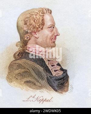 Augustus Keppel 1. Viscount Keppel 1725 - 1786. Britischer Marineoffizier. Aus dem 1825 erschienenen Buch Crabbs Historical Dictionary, Historisch, digital restaurierte Reproduktion von einer Vorlage aus dem 19. Jahrhundert, Datum nicht angegeben Stockfoto