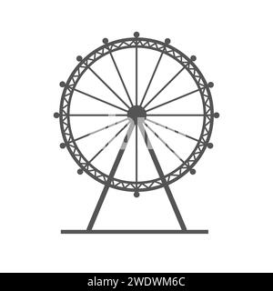 Symbol mit Riesenrad. London Eye als beliebtes Touristenziel. Berühmter Anblick Großbritanniens isoliert auf weißer Vektorillustration Stock Vektor
