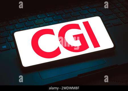 Brasilien. November 2023. In dieser Abbildung wird das CGI Inc-Logo auf einem Smartphone-Bildschirm angezeigt. (Credit Image: © Rafael Henrique/SOPA Images via ZUMA Press Wire) NUR REDAKTIONELLE VERWENDUNG! Nicht für kommerzielle ZWECKE! Stockfoto