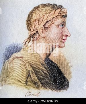 Ovid, Publius Ovidius NASO, 43 v. Chr. - 17 n. Chr. Römischer Dichter, Historisch, digital restaurierte Reproduktion von einer Vorlage aus dem 19. Jahrhundert, Datum nicht angegeben Stockfoto