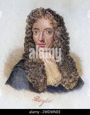 Robert Boyle, 1627-1691. Anglo-irischer Chemiker und Naturphilosoph, Historisch, digital restaurierte Reproduktion von einer Vorlage aus dem 19. Jahrhundert, Datum nicht angegeben Stockfoto