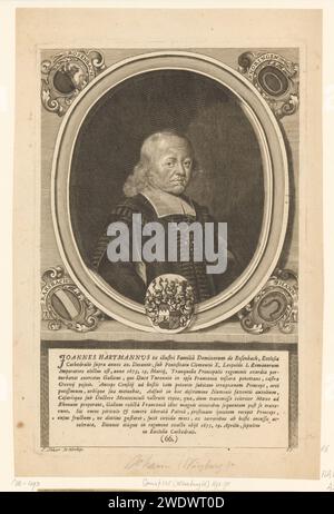 PortraT van Johann Hartmann von Rosenbach, Johann Salver (I), 1713 Druckpapierstich / Buchdruck historische Personen. Theologe. erzbischof, Bischof usw. (Römisch-Katholisch). Waffenlager, Heraldik Stockfoto