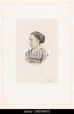 Porträt einer unbekannten Frau, möglicherweise Mrs. Claes, Jean Baptiste Pierre Michiels, 1831 - 1890 Druckpapier. Ätzen historischer Personen. Erwachsene Frau. Ohrringe Stockfoto