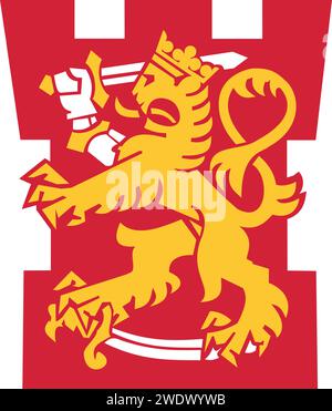 Flaches einfaches CMYK-Emblem-Siegel des Puolustusvoimat - der FINNISCHEN VERTEIDIGUNGSKRÄFTE Stock Vektor