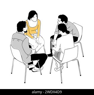 Team von Geschäftsleuten, die am Meeting-Vektor sitzen. Stock Vektor