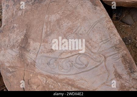 Petroglifo, yacimiento rupestre de Aït Ouazik, finales del Neolítico, Marruecos, Afrika Stockfoto