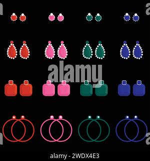 Ohrringe Set Handgezeichnet Illustration Stock Vektor