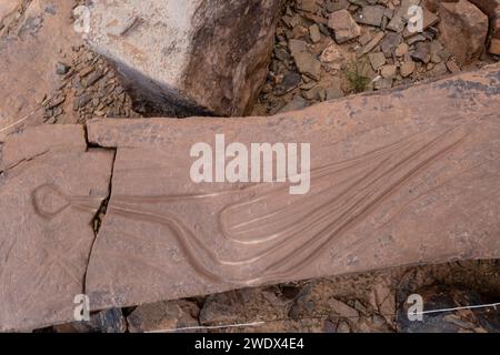 Petroglifo, yacimiento rupestre de Aït Ouazik, finales del Neolítico, Marruecos, Afrika Stockfoto