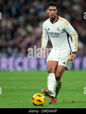 Madrid, Spanien. Januar 2024. Jude Bellingham von Real Madrid CF spielte am 21. Januar 2024 im Santiago Bernabeu Stadion während des La Liga Spiels zwischen Real Madrid und UD Almeria. (Foto: Cesar Cebolla/PRESSINPHOTO) Credit: PRESSINPHOTO SPORTS AGENCY/Alamy Live News Stockfoto