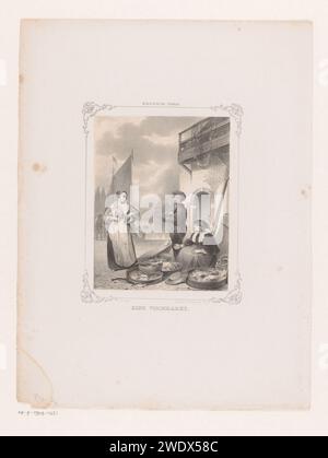 Verkäufer und Kunde auf einem Fischmarkt, Carel Christiaan Antonius zuletzt, nach Hendrick Martensz. Sorgh, 1843 - 1876 drucken das Haager Papier, das verkauft wird. Fische. Markt Stockfoto