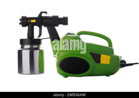 Grüne Elektrische Lackspritzmaschine, Seitenansicht Stockfoto