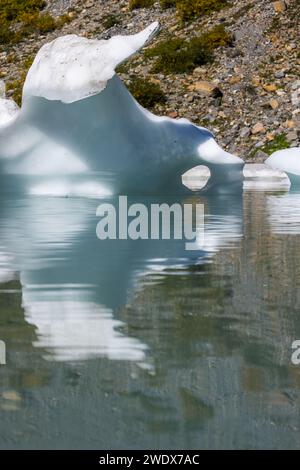 Eisberge schwimmen an einem wunderschönen Nachmittag im Upper Grinnell Lake im Glacier National Park montana. Stockfoto