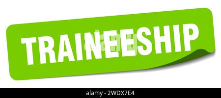 Aufkleber für Praktika. Rechteckiges Etikett für Praktika isoliert auf weißem Hintergrund Stock Vektor