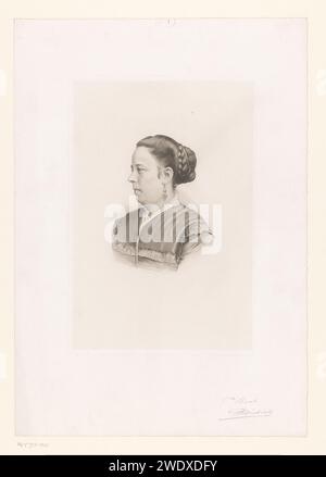 Porträt einer unbekannten Frau, möglicherweise Mrs. Claes, Jean Baptiste Pierre Michiels, 1831 - 1890 Druckpapier. Ätzen historischer Personen. Erwachsene Frau. Ohrringe Stockfoto